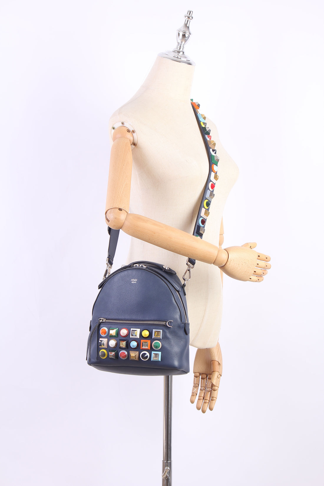 Studded Backpack Style Leather Crossbody Bag