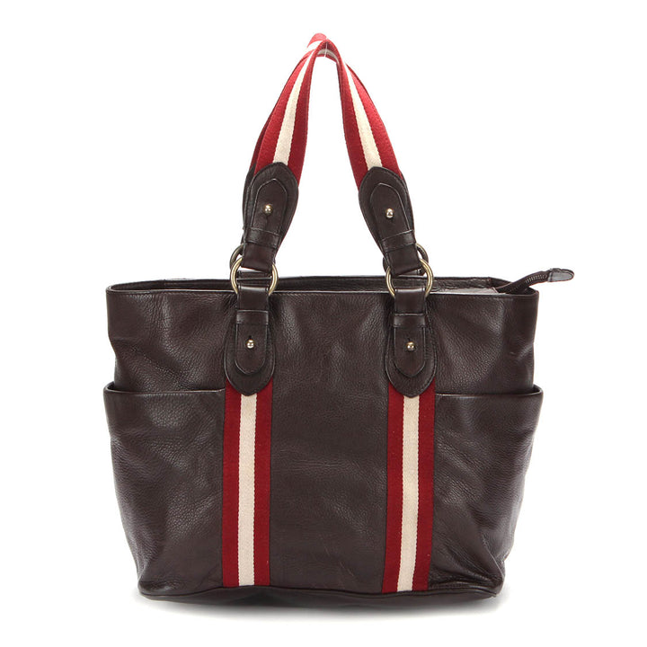 Stripe Detail Leather Handbag