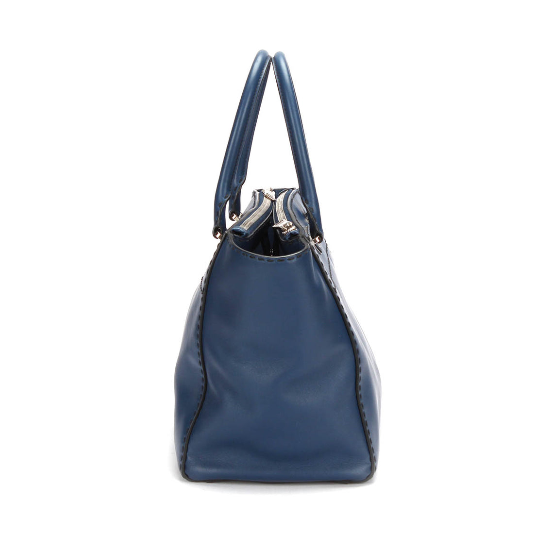 City Calf Stitched Twin Pocket Tote