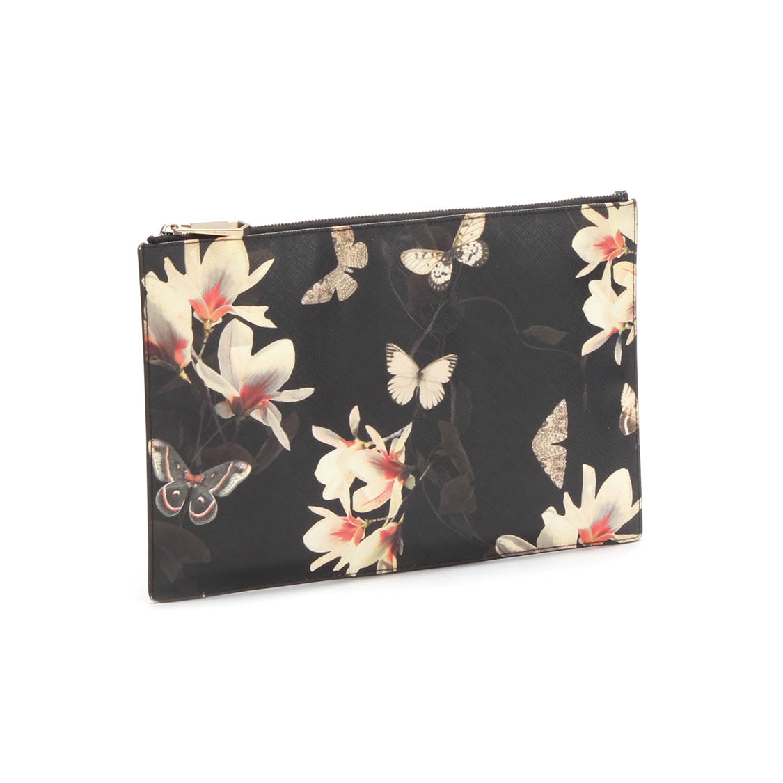 Leather Butterfly Print Clutch Bag