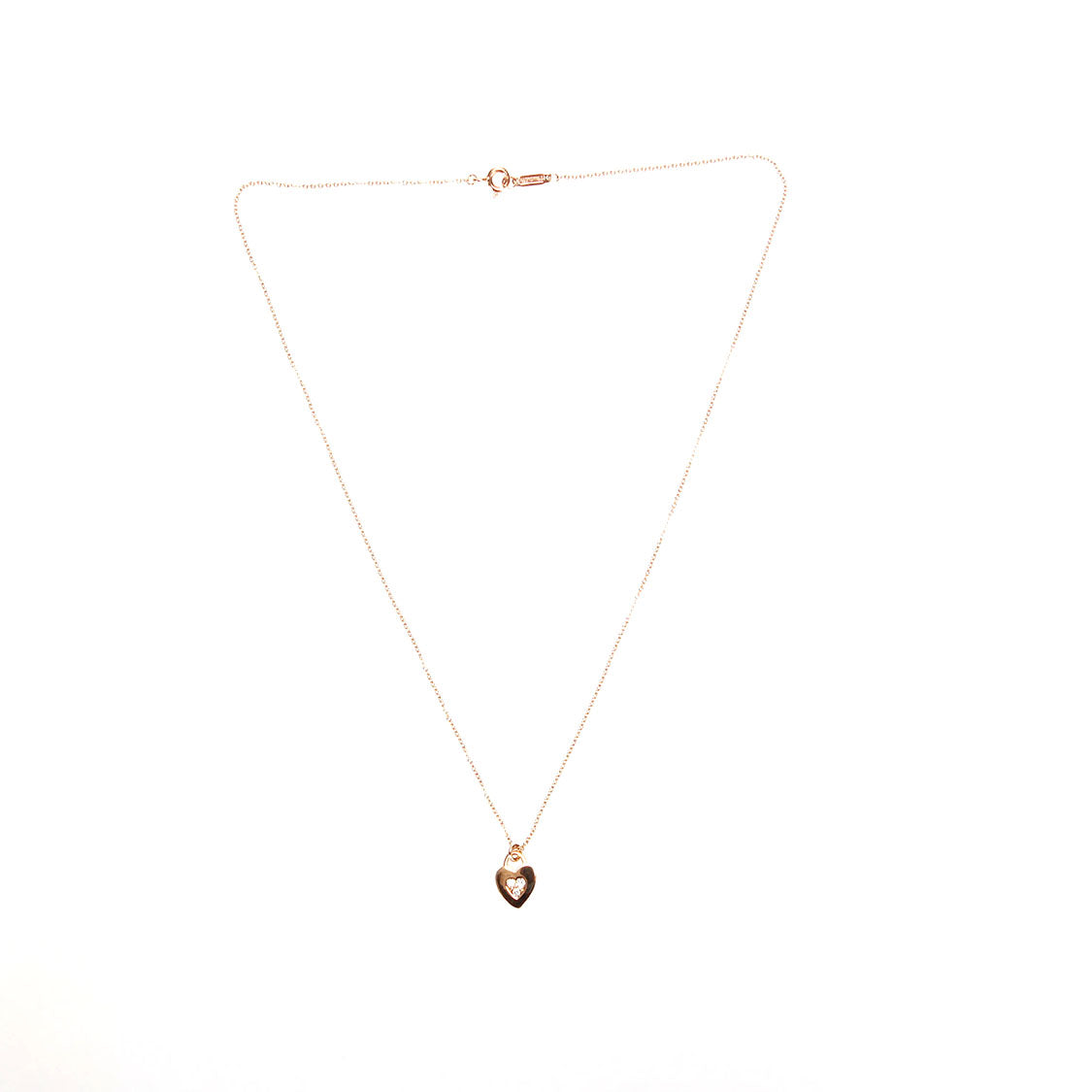 18K Heart Diamond Pendant Tag Necklace