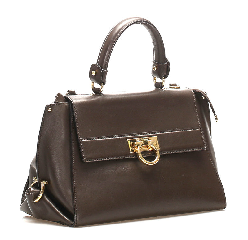 Gancini Sofia Leather Shoulder Bag
