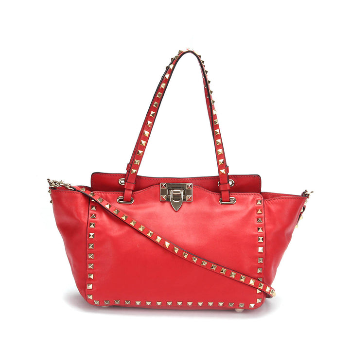 Rockstud Leather Tote Bag