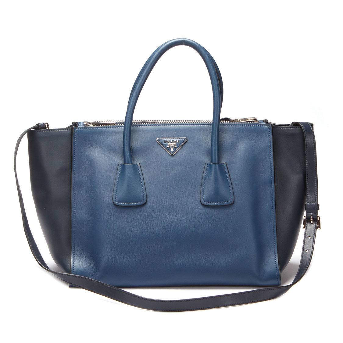 Leather Bicolor Twin Pocket Tote