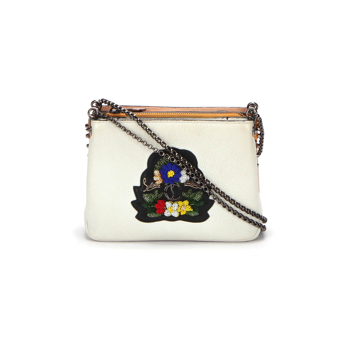 Embellished Leather Chain Crossbody Bag