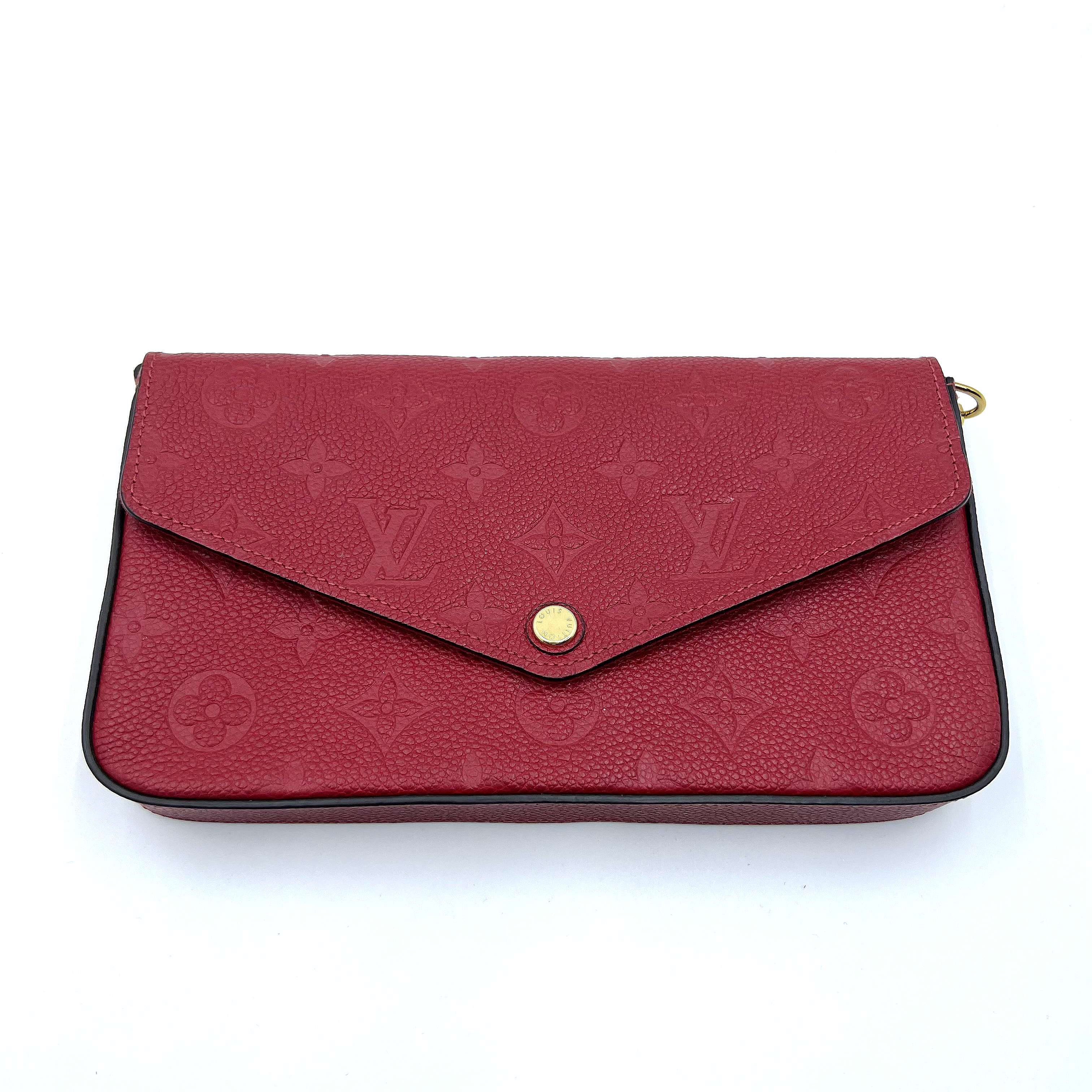 Louis Vuitton Red Monogram Empreinte Leather Pochette Felicie Bag