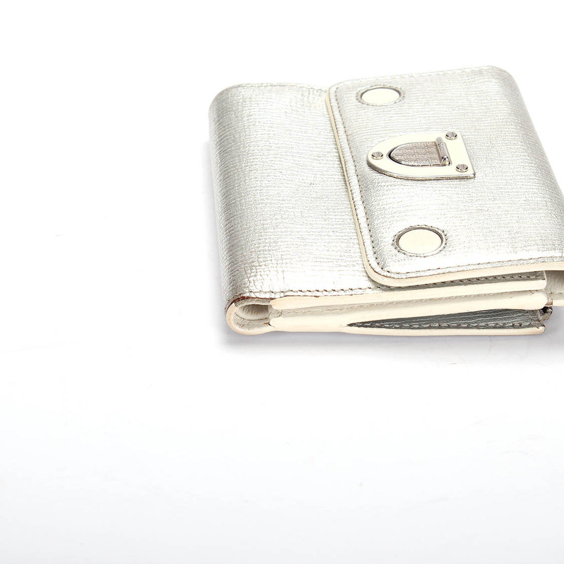 Metallic Diorama Leather Compact Wallet