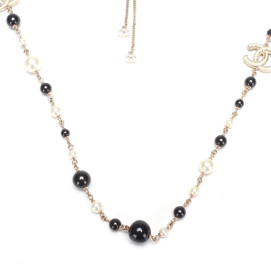Faux Pearl & CC Station Necklace