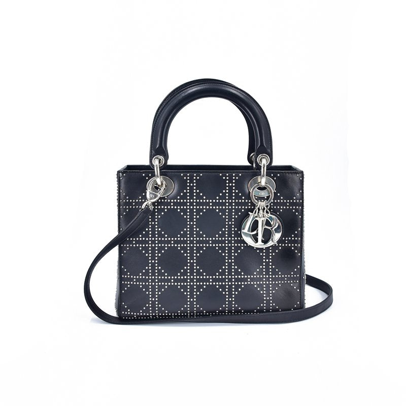 Lambskin Studded Cannage Medium Lady Dior