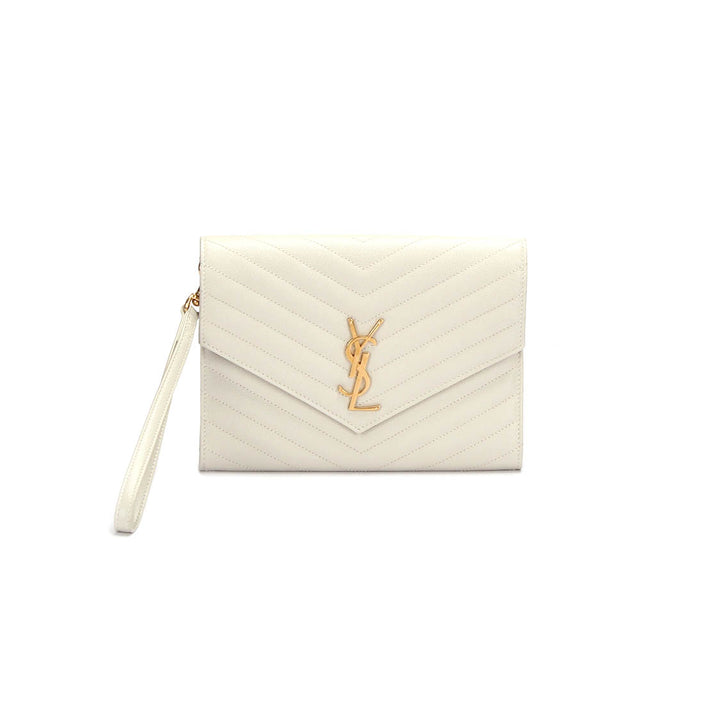 Monogram Envelope Leather Clutch Bag 617662