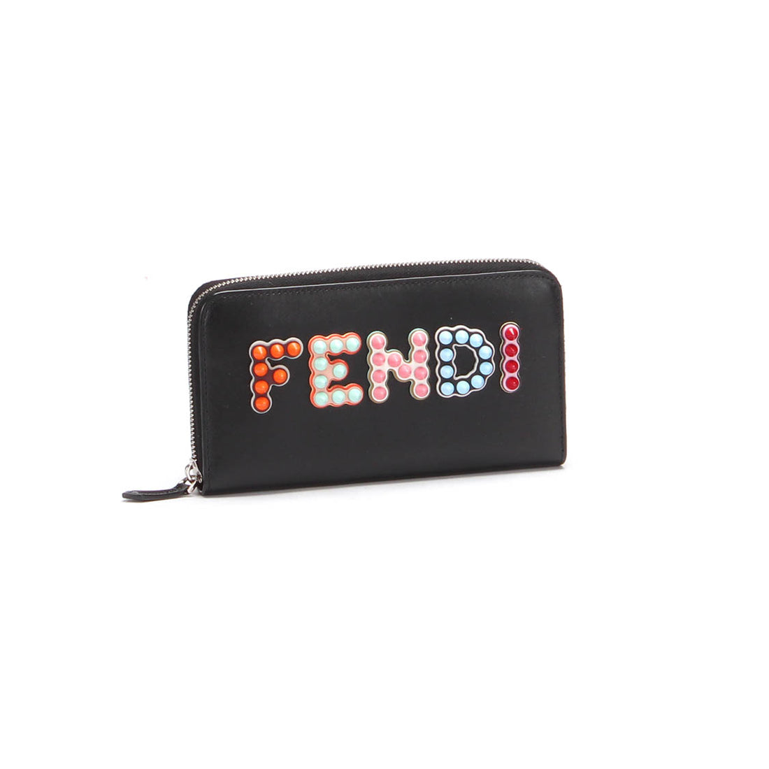 Leather Fun Fair Studded Zip Around Wallet