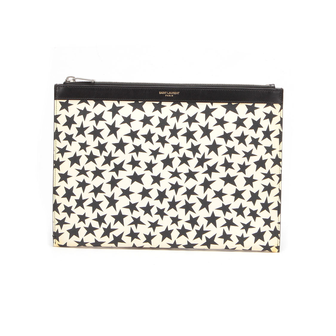 Star Print Leather Clutch