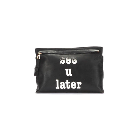 See U Later Leather Zip Clutch Bag
