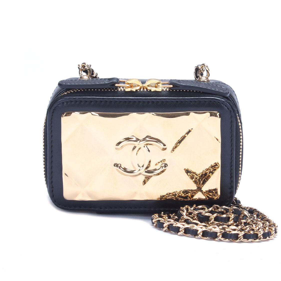 CC Quilted Golden Plate Vanity Bag