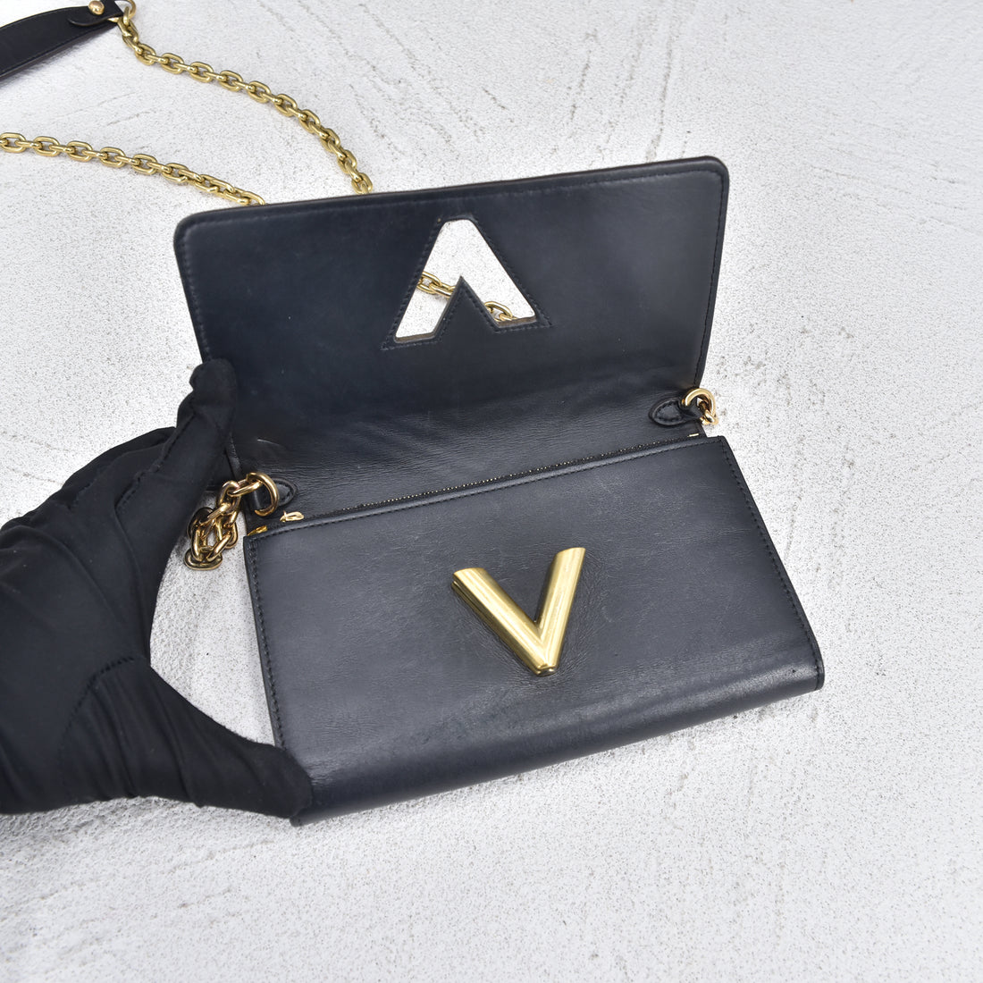 Veau Satin Monogram Twist Wallet On Chain