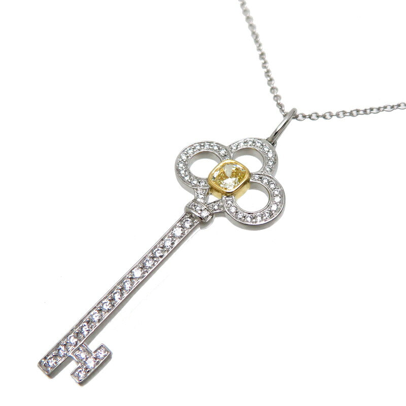 Platinum Diamond Crown Key Pendant Necklace 44271099