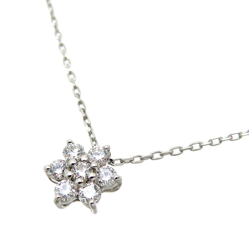 Non-Brand K18 White Gold Necklace with 0.10ct Diamond - Women's Jewellery