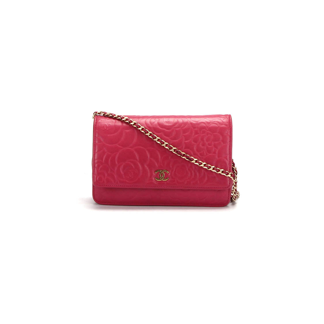 Leather Camellia Wallet On Chain