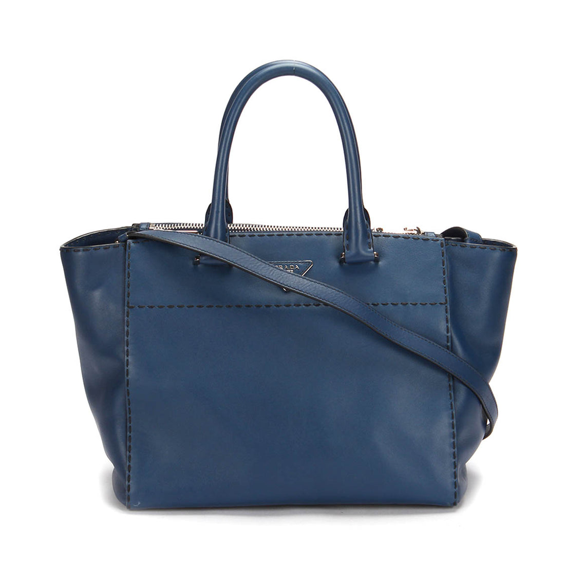 City Calf Stitched Twin Pocket Tote