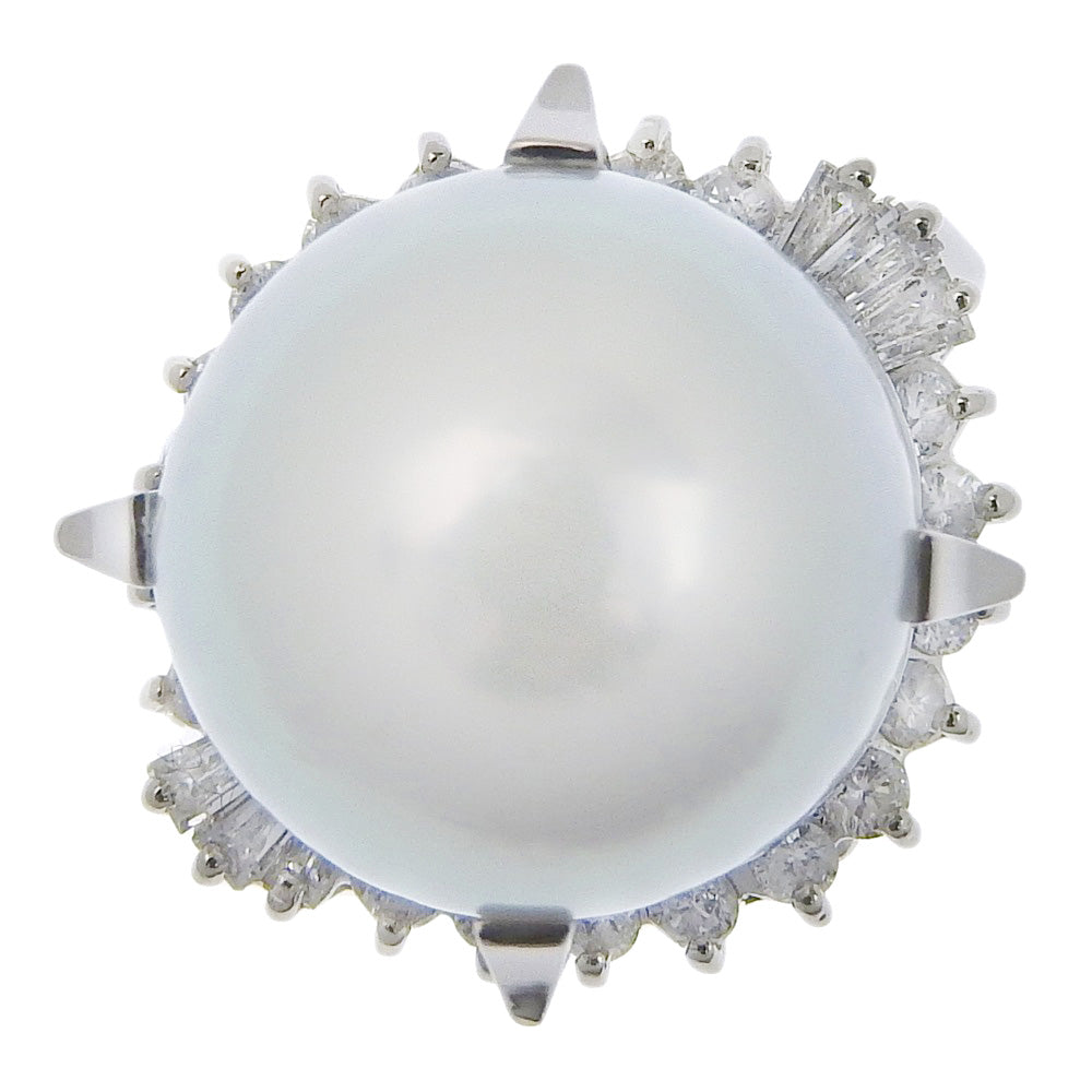 Size 10 Ring in Pt900 Platinum, Pearl, Diamond 0.56ct, Pearl Size 13.22-13.36mm - Women's Used in SA Rank