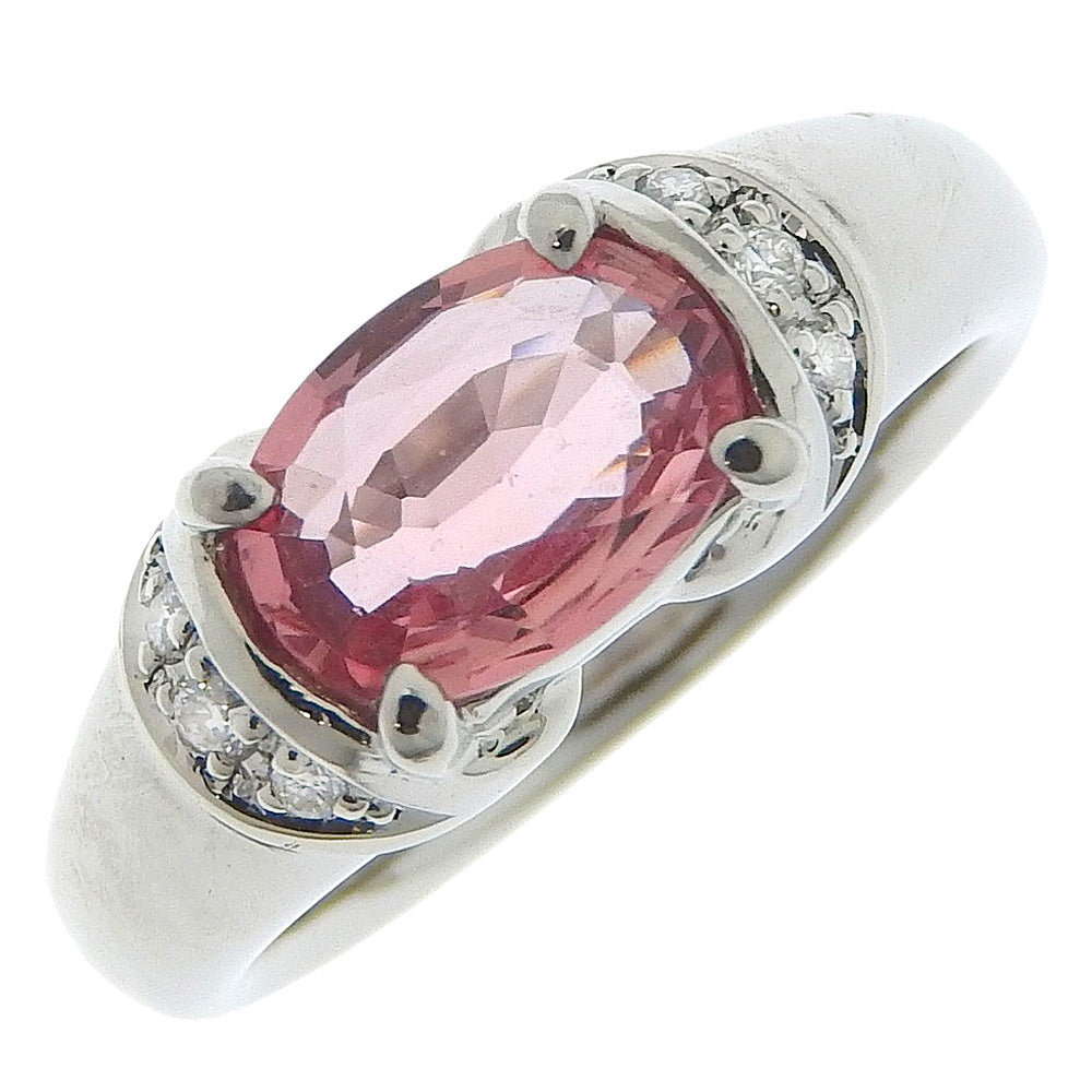 Ring Size 10, Pt900 Platinum, Padparadscha Sapphire & Diamond 1.28 0.05, For Women, Excellent Condition (Pre-Owned)