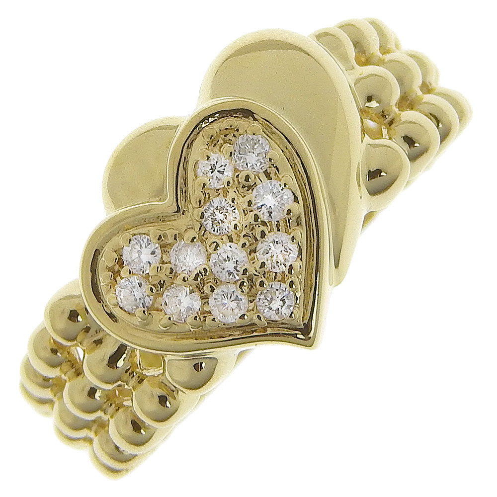 [LuxUness]  Double Heart Ring, K18 Yellow Gold with Diamond 0.12, Women's size 9, A Grade (used) Metal Ring in Excellent condition