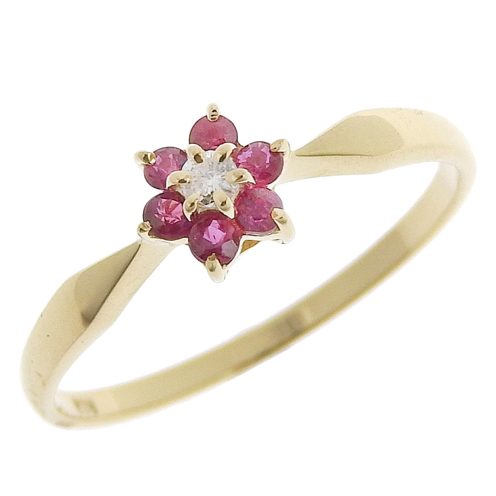 Size 12 Ring in K18 Yellow Gold with Rubies and Diamonds, Preloved Grade SA, Women's