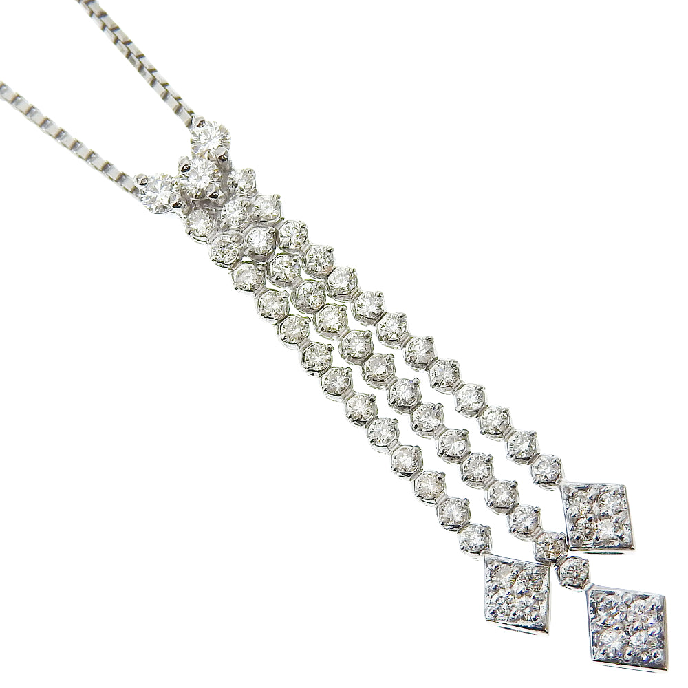 Platinum PT850/K18 White Gold Diamond Necklace, 0.80ct Diamond, Women's, (Pre-owned Excellent Condition)