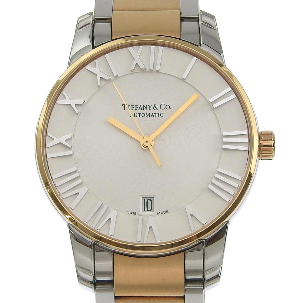 Tiffany Atlas Dome Men's Day-Date Watch Z1800.68.13A21A00A, Stainless Steel & 18k Pink Gold, Swiss Made Auto-Winding, Silver/Gold Dial [Used] Z1800.68.13A21A00A