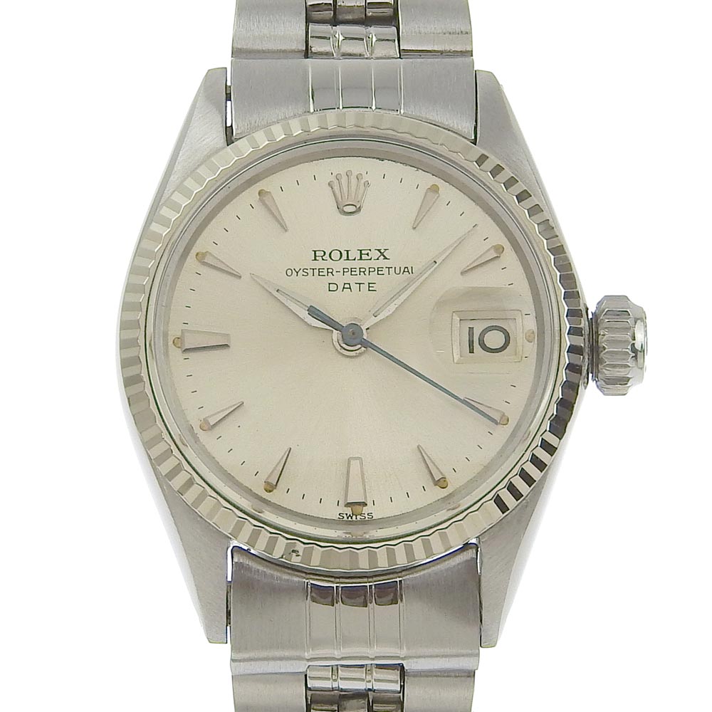 Pre-Owned Rolex Oyster Perpetual Date Women's Watch 6517 - Swiss-Made in Stainless Steel, Silver Automatic Winding with Silver Dial 6517.0