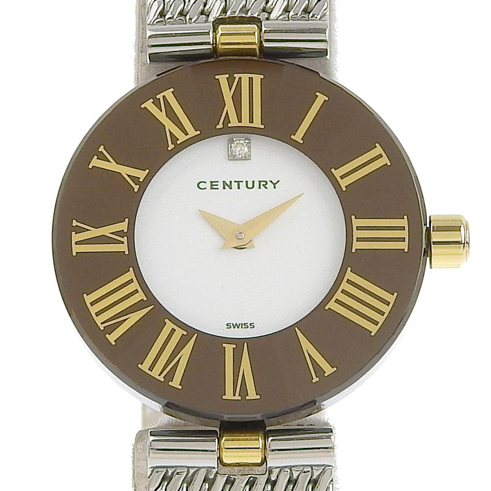 Century Timegem Watch, 1P Diamond, Stainless Steel from Switzerland, Quartz Analog, White Dial, Women's, Grade A-, Preloved
