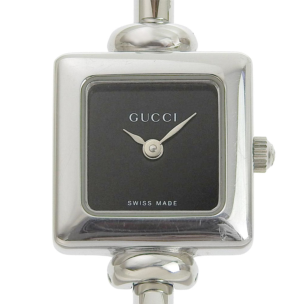 Gucci 1900L Ladies' Wristwatch - Stainless Steel, Swiss-Made, Silver Quartz, Analog Display, Black Dial [Used] 1900L