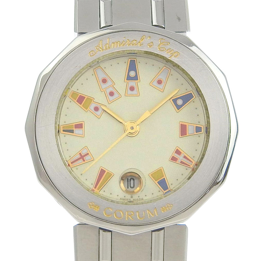 Corum  Corum Admiral's Cup 39.610.20V50 Ladies' Wristwatch - Stainless Steel, Swiss-Made, Silver Quartz, Analog Display, Ivory Dial [Used] Metal Quartz 39.610.20V50 in Fair condition