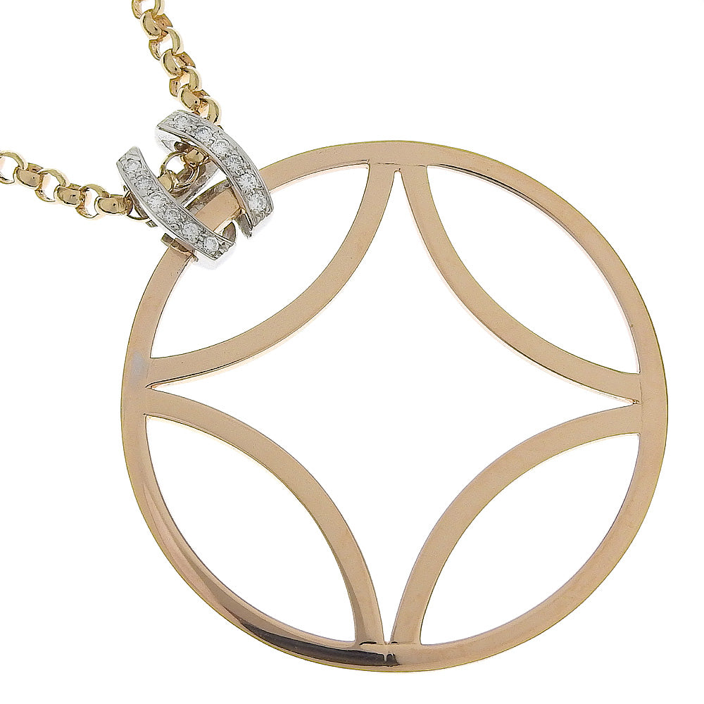 [LuxUness]  Antonini 2-way Circle Pendant Necklace in K18 Pink Gold and K18 White Gold with Diamonds, Italian Made, Ladies, Grade A Metal Necklace in Good condition