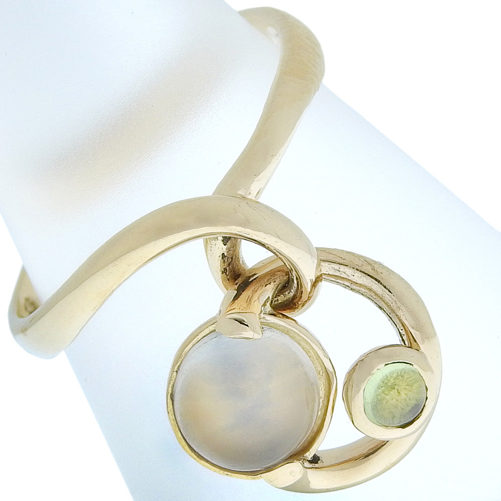 Yondoshi Size 9.5 Ring in K18 Yellow Gold with Moonstone, Japanese Made, Ladies