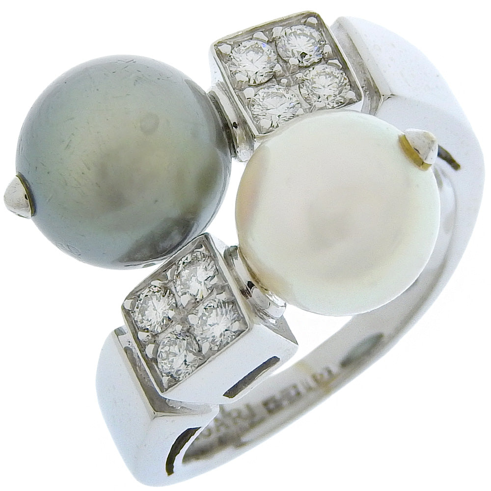 [LuxUness]  Bulgari Size 11 Ring with Pearl in Lucia K18 White Gold with Diamonds and Pearl, Italian Made, Ladies, Grade A Metal Ring in Good condition