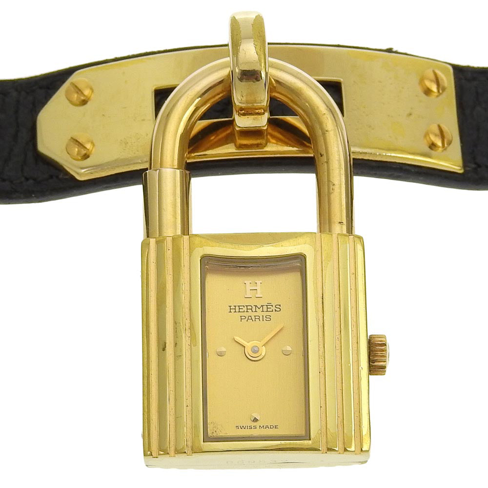 Hermes Kelly Watch made of Gold Plated and Leather - Swiss Made with Black Quartz and Gold Dial【Pre-owned】