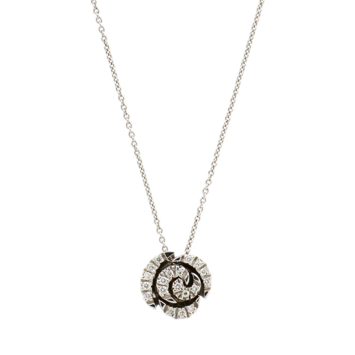 PonteVecchio Rose Motif Necklace with D0.17ct in K18 White Gold - Diamond, Ladies, Ponte Vecchio [Preloved] J1955