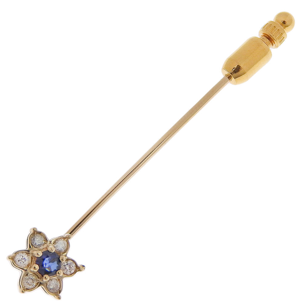 [LuxUness]  Star-shaped Pin Brooch for Ladies in K18 Yellow Gold, set with Sapphires and Diamonds, Gold, A-Rank Condition Metal Brooch in Excellent condition