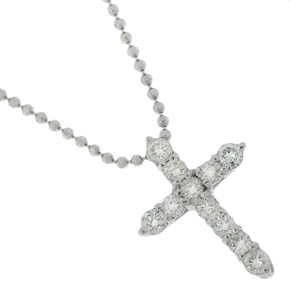 [LuxUness]  Cross Necklace, Platinum Pt900, Platinum Pt850, Diamond 0.30, Women's SA Grade (used) Metal Necklace in Excellent condition