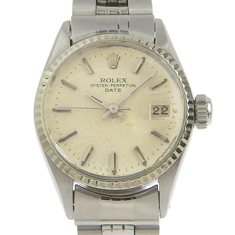 Pre-Owned Rolex Oyster Perpetual Date Women's Watch 6517 - Swiss-Made in Stainless Steel & WG, Silver Automatic Winding with Silver Dial 6517.0