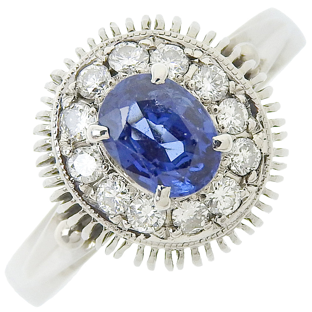 Pt850 Platinum Ring with Sapphire, 0.67ct Sapphire, Size 16, Women's (Pre-owned Excellent Condition)