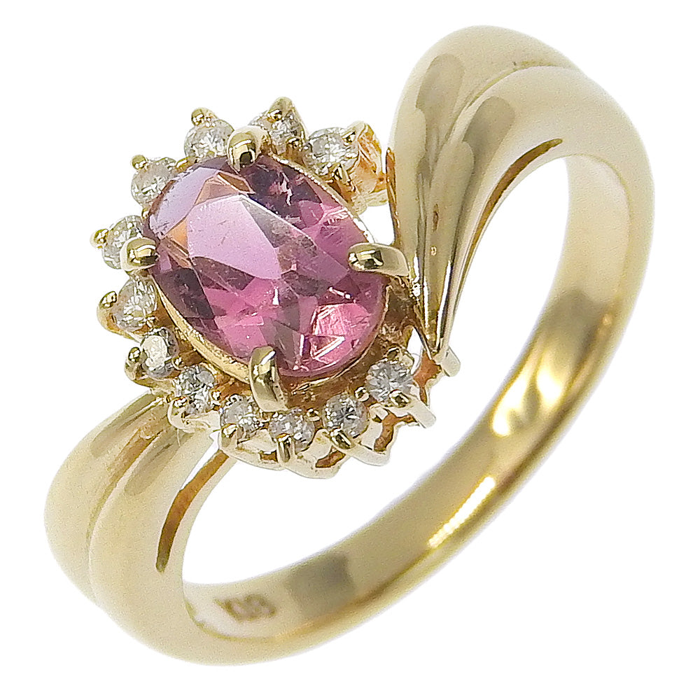 Size 12.5 Ring in K18 Yellow Gold with Ruby and Diamond for Women - Pre-loved, A+ Rank