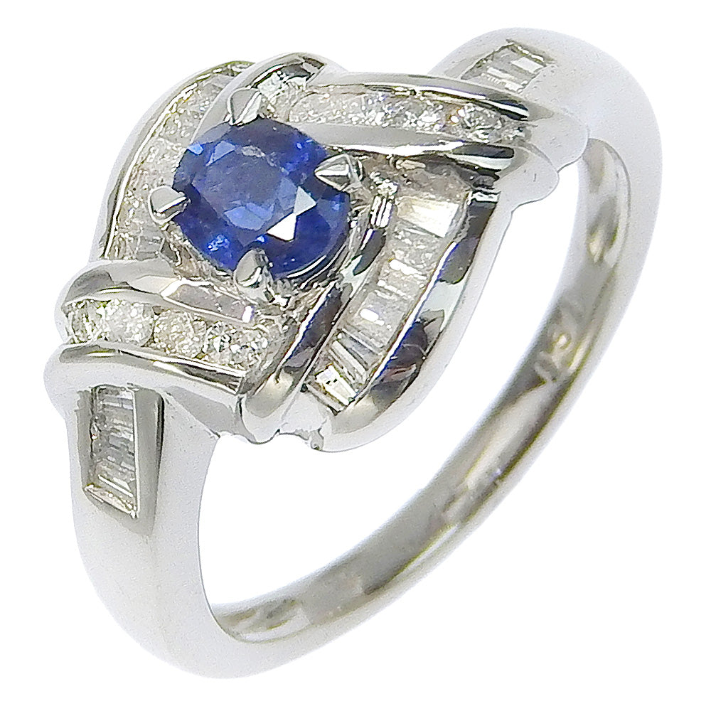 Size 12 Ring in Pt900 Platinum with Sapphire and Diamond (0.40/0.36) for Women - Pre-loved, A+ Rank