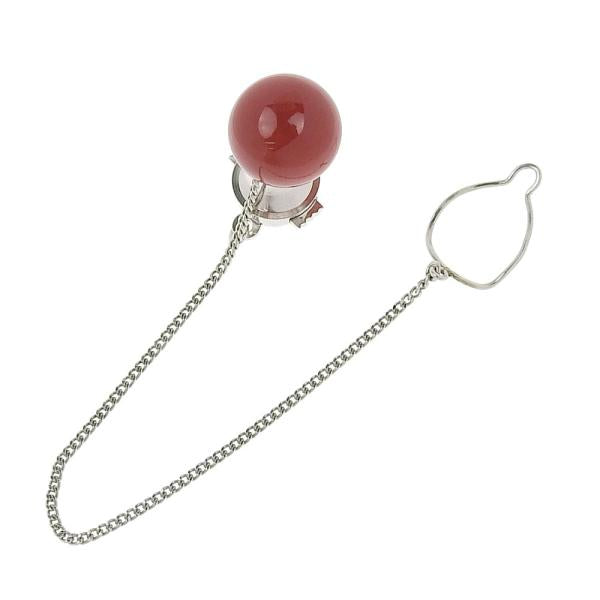 Platinum Tie Tack with Red Coral, Men's, No Brand