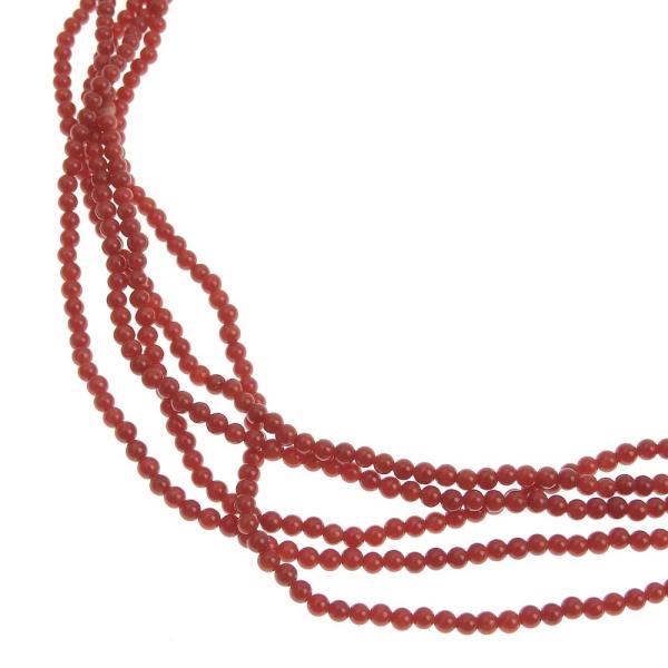 Five-Strand Silver Necklace with Coral for Ladies