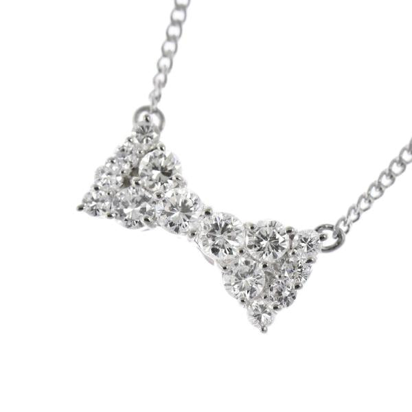 Platinum Diamond Bow Pendant Necklace