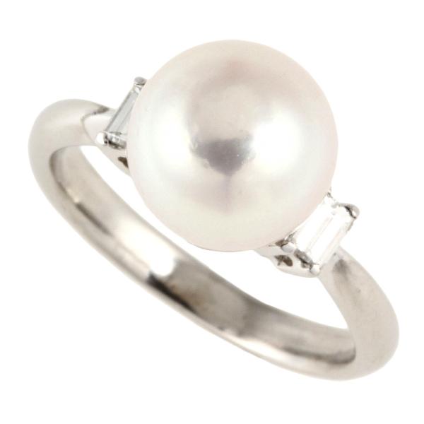 [LuxUness] Platinum Diamond Pearl Ring Metal Ring in Excellent condition