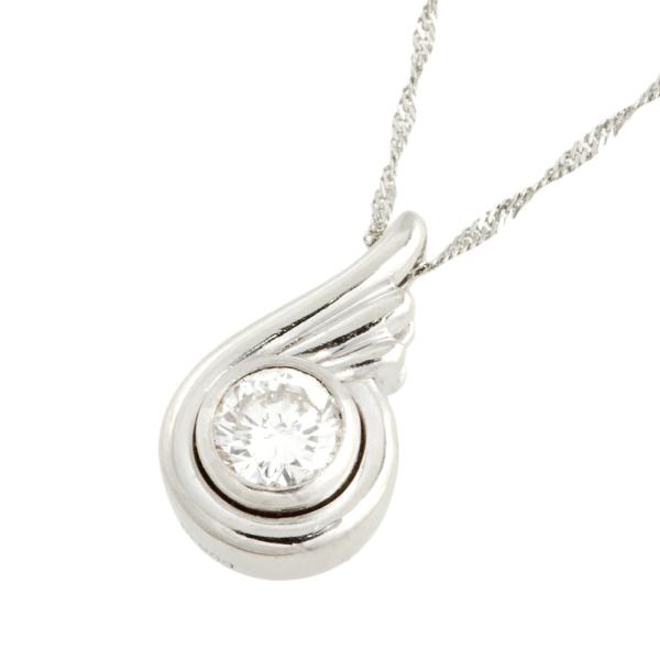 Pt850 Pt900 Platinum Necklace with Single Diamond 0.58ct, Women's Diamond Necklace Silver Ladies 【Used】