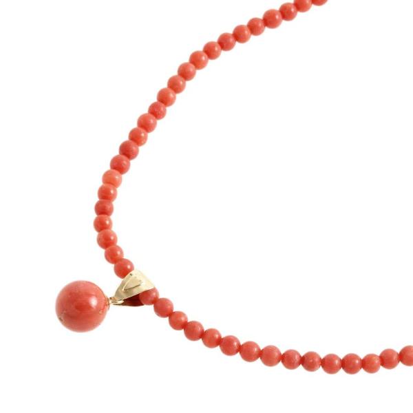 [LuxUness] 18k Gold Coral Bead Necklace Metal Necklace in Excellent condition